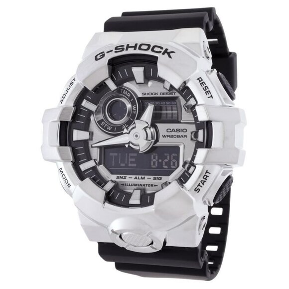 NWT Authentic Casio G-Shock Alarm World Time Quartz Analog-Digital Silver Dial W - Picture 1 of 3